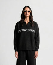 Knit Sweater Polo Negro Con Blanco - Unisex