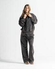 Washed Hoodie Family Negro - Unisex