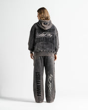 Washed Hoodie Family Negro - Unisex