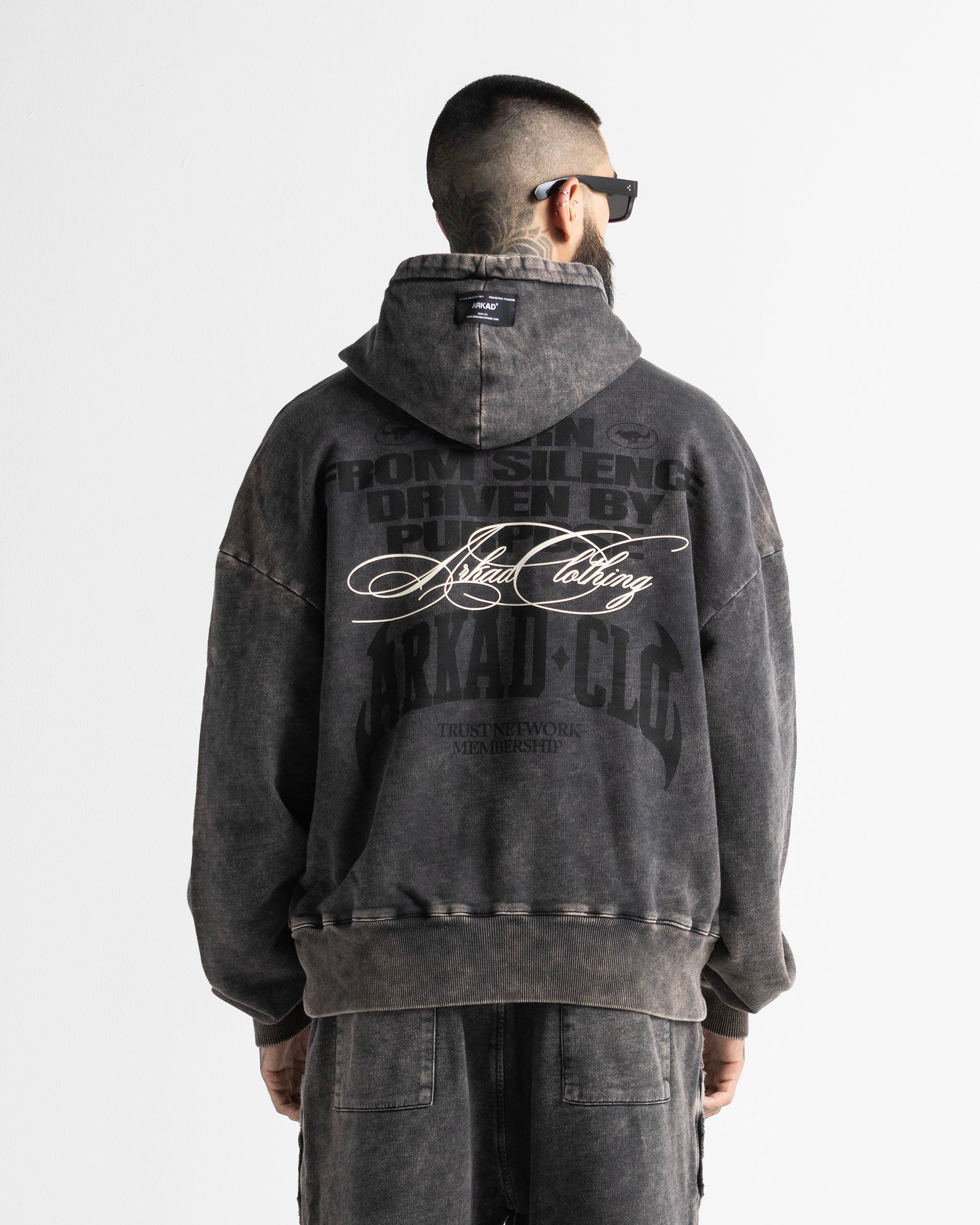 Washed Hoodie Family Negro