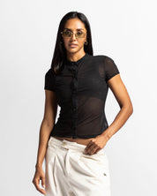 Camisa De Botones En Mesh