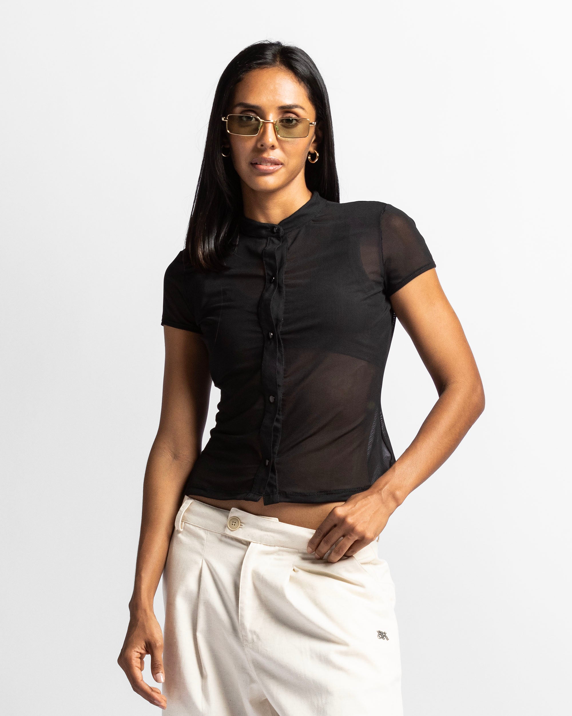 Camisa De Botones En Mesh