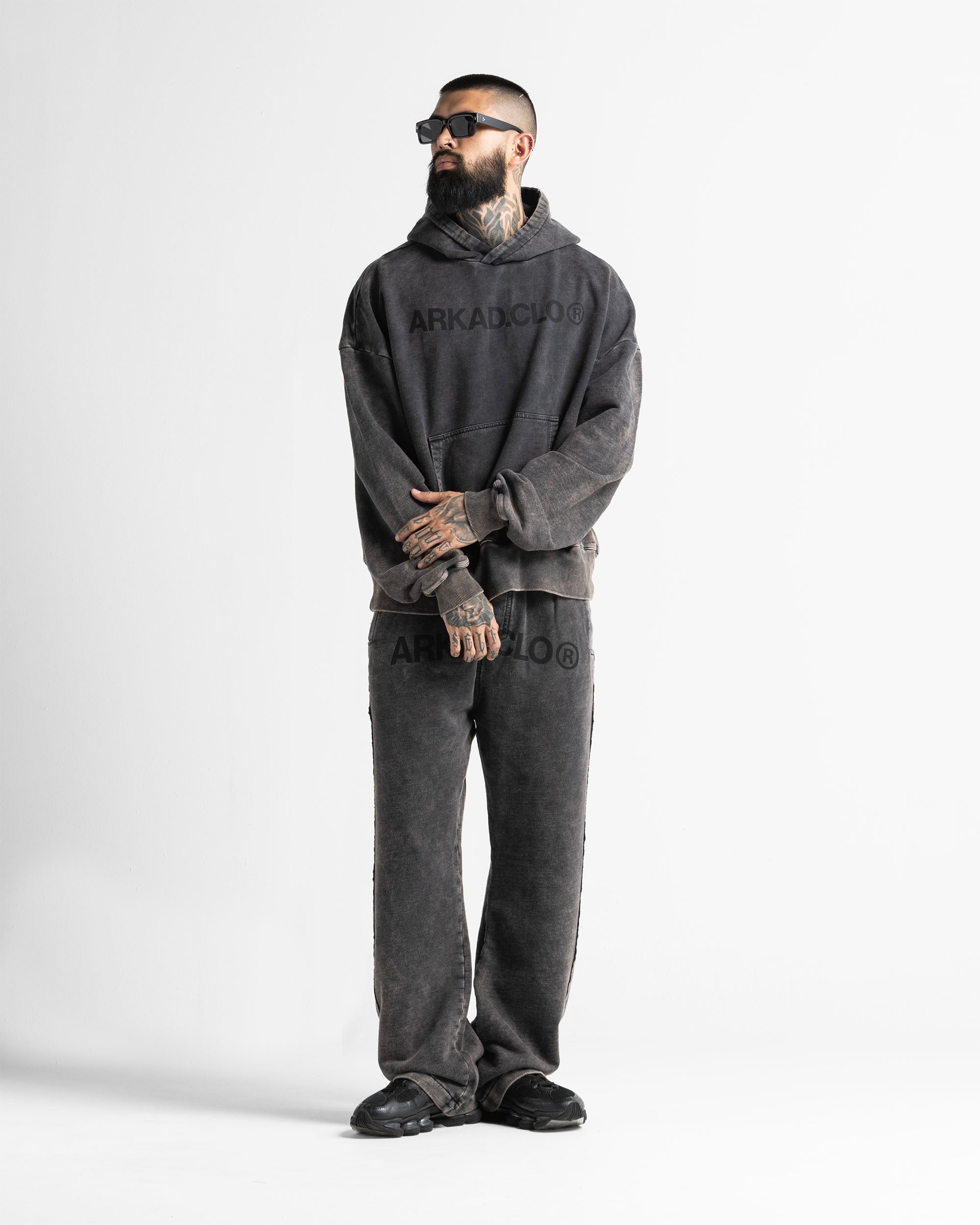 Washed Hoodie Family Negro