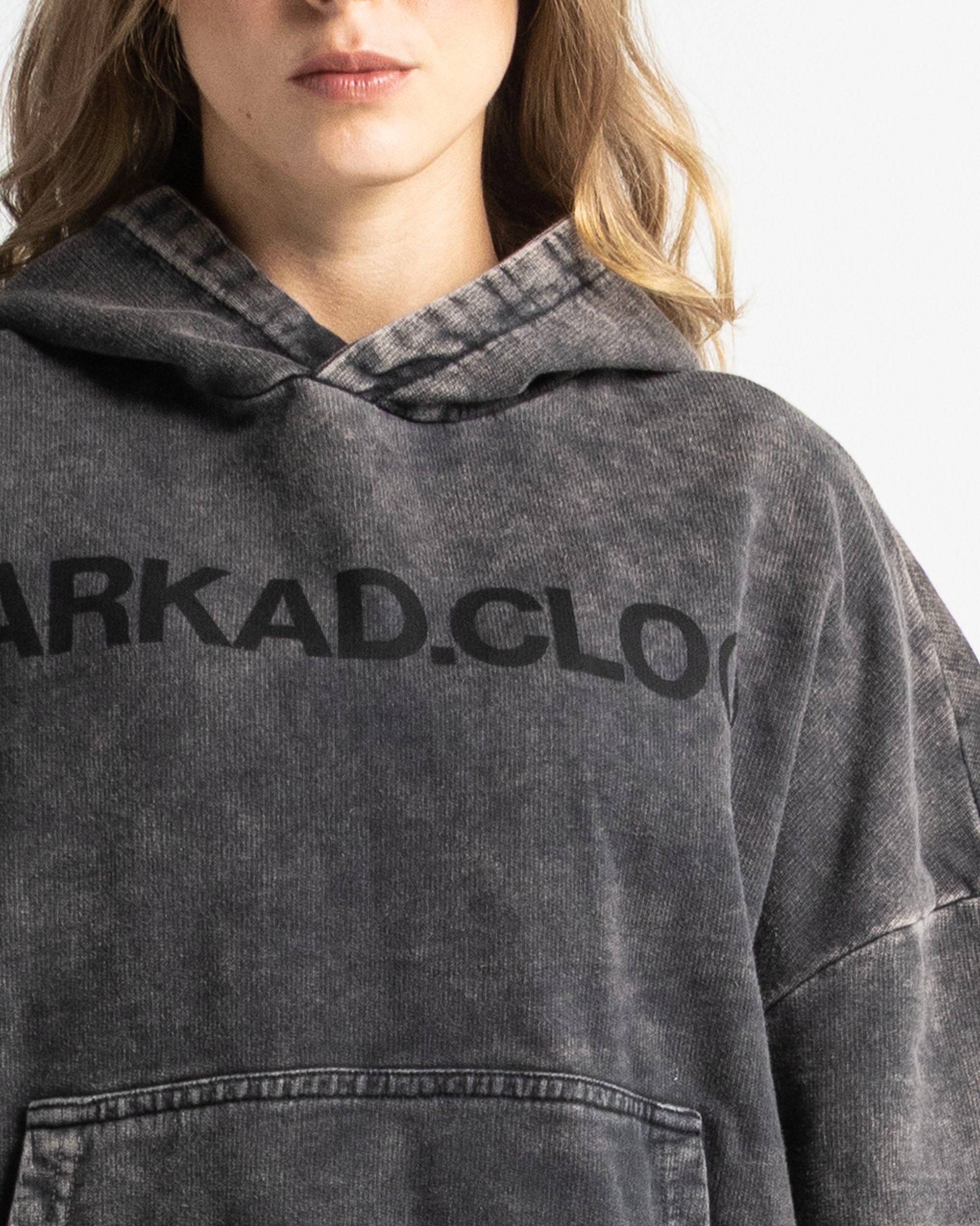 Washed Hoodie Family Negro - Unisex
