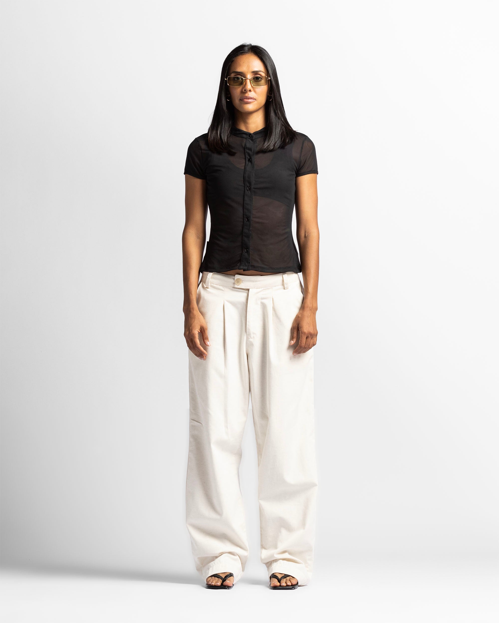 Camisa De Botones En Mesh