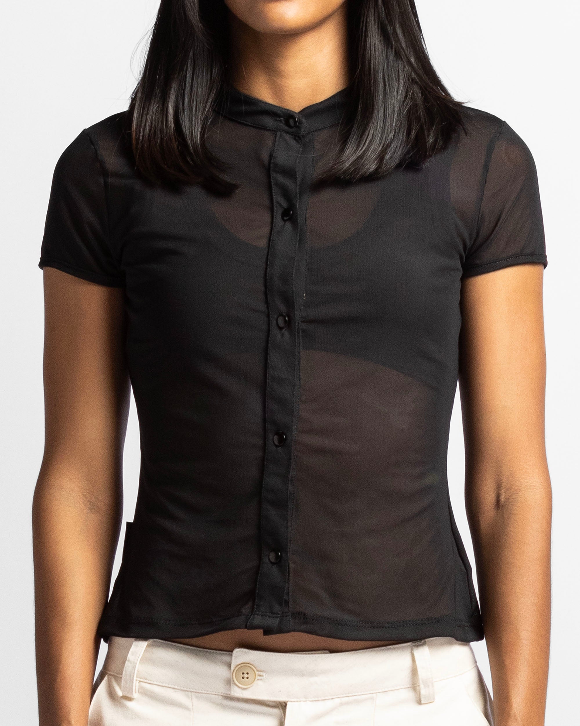 Camisa De Botones En Mesh