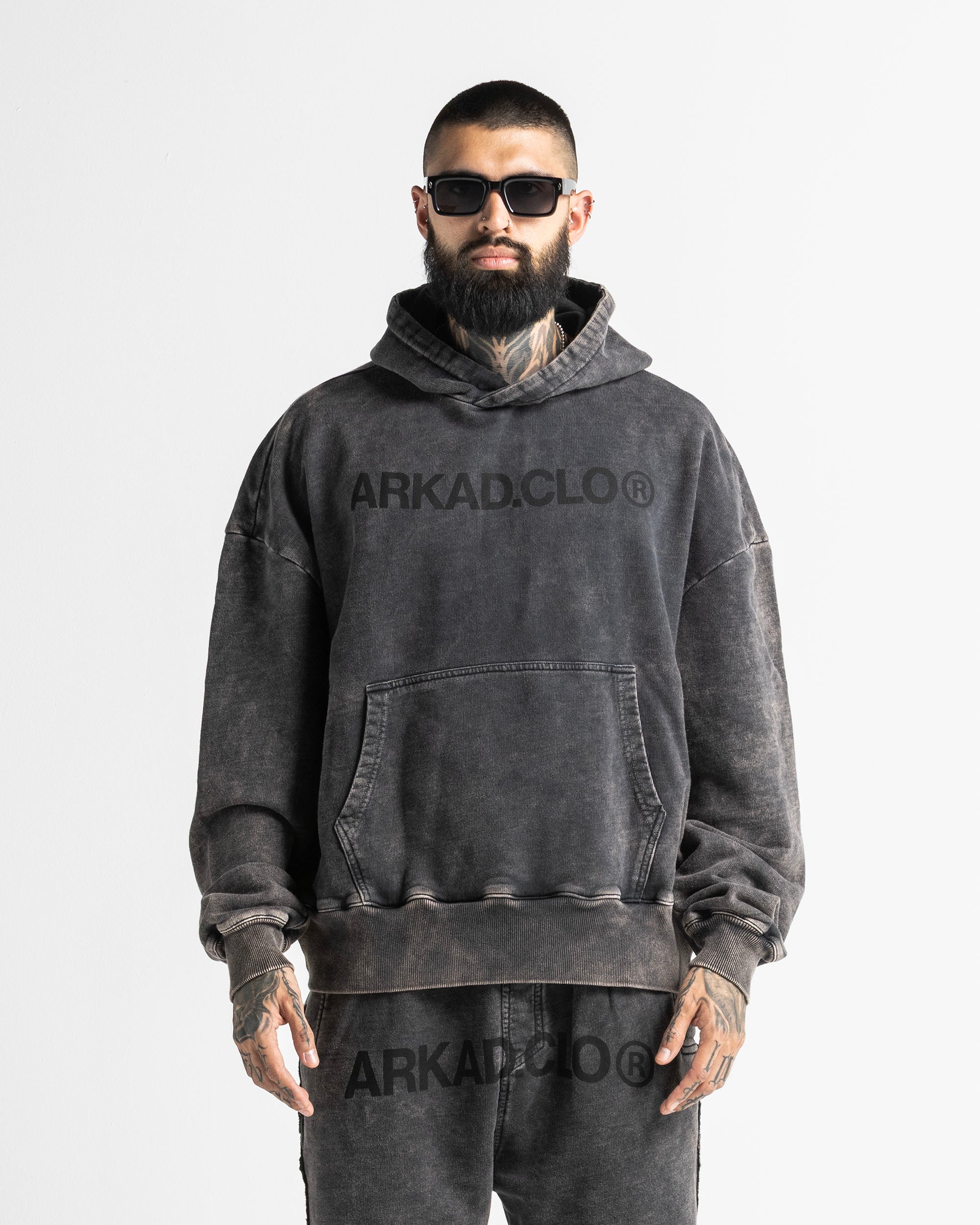 Washed Hoodie Family Negro