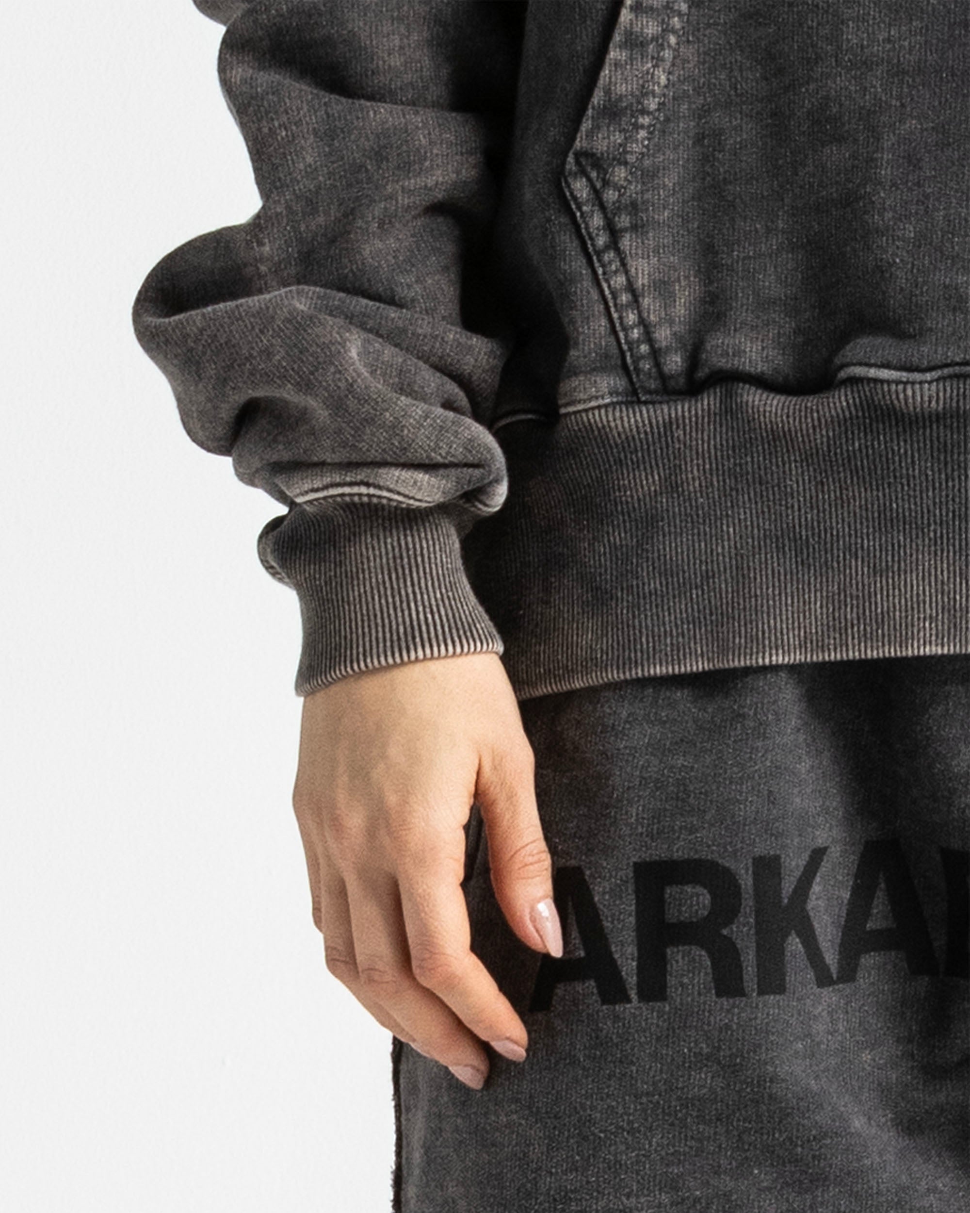 Washed Hoodie Family Negro - Unisex