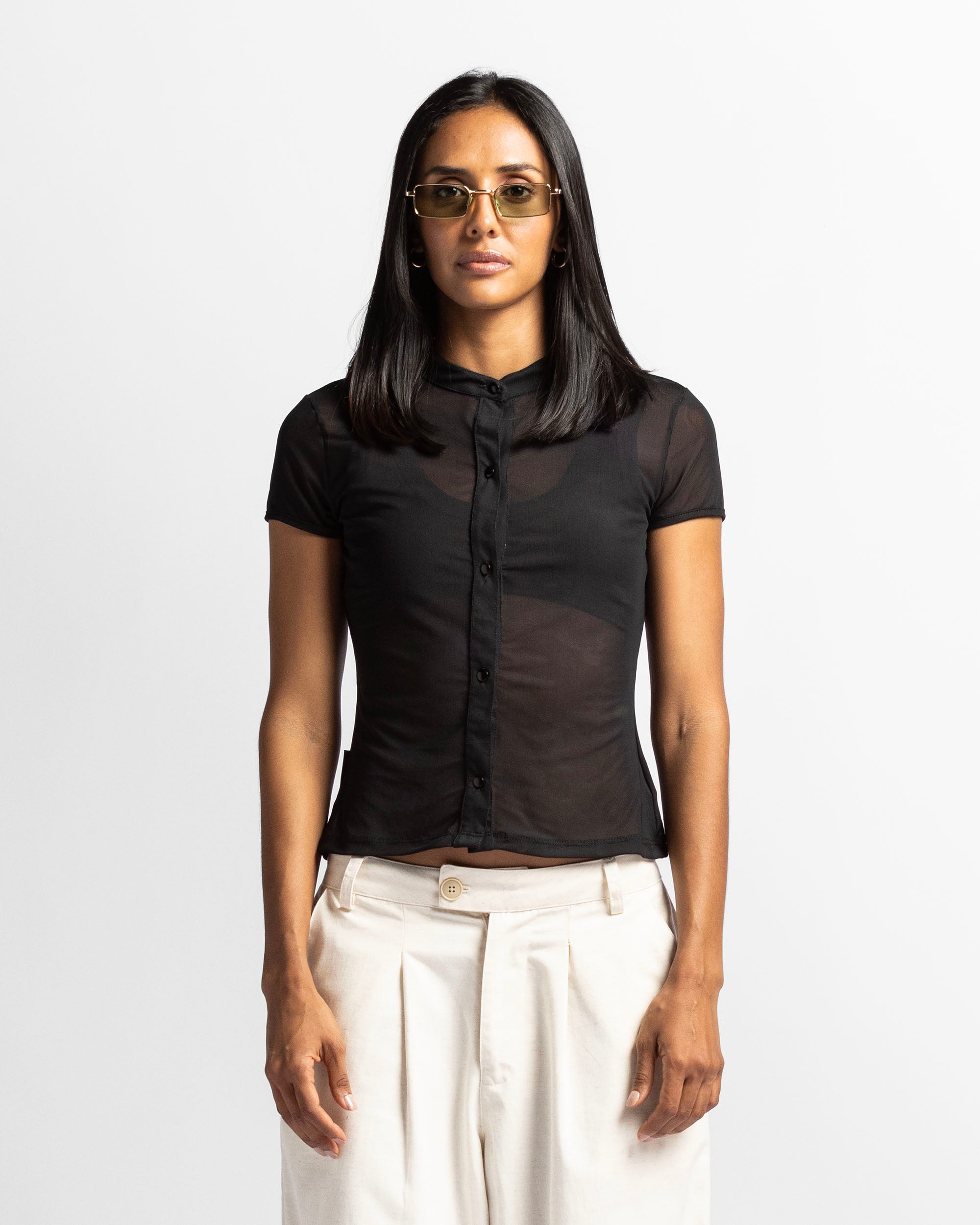 Camisa De Botones En Mesh