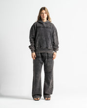 Washed Hoodie Family Negro - Unisex