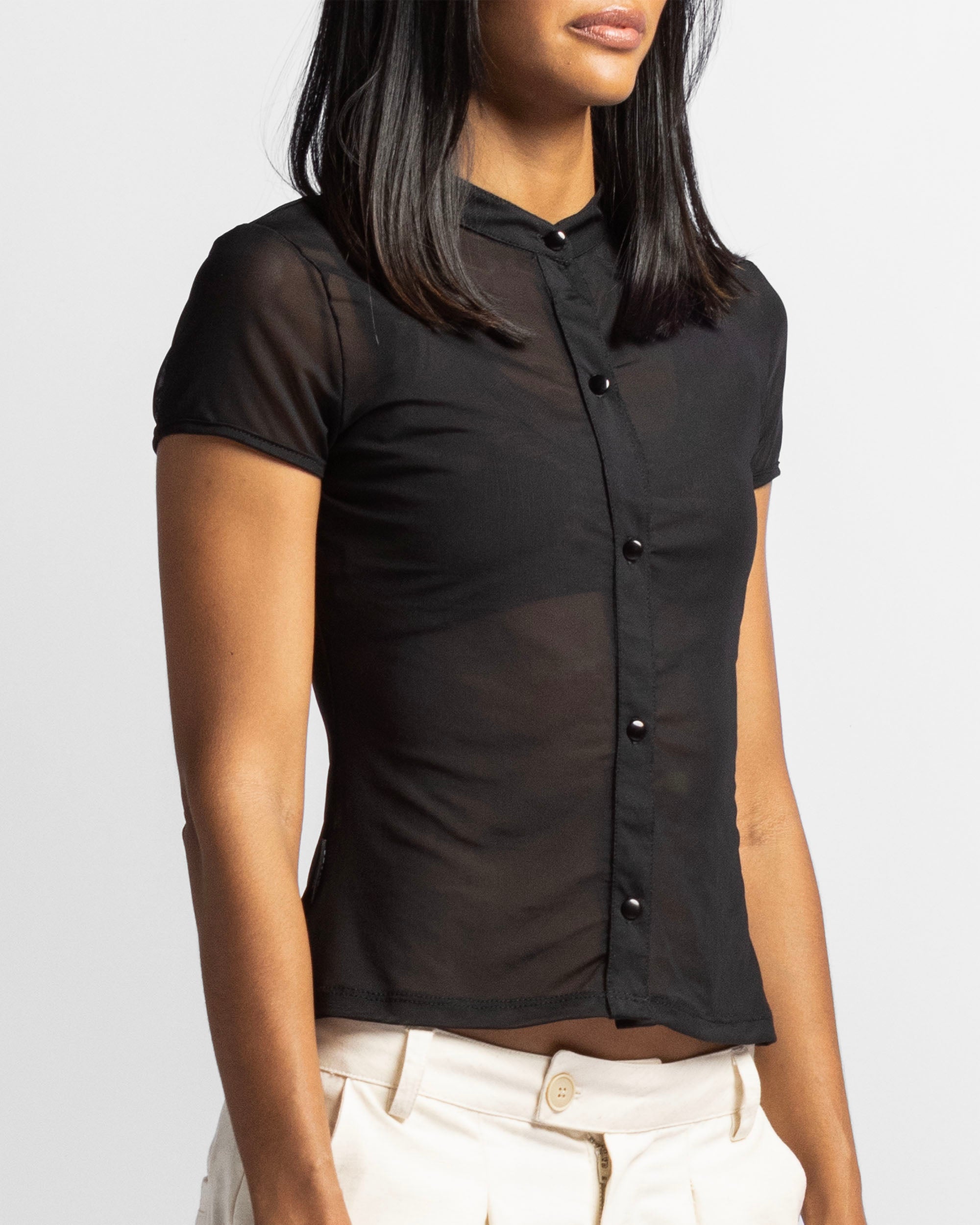 Camisa De Botones En Mesh