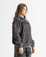 Washed Hoodie Family Negro - Unisex