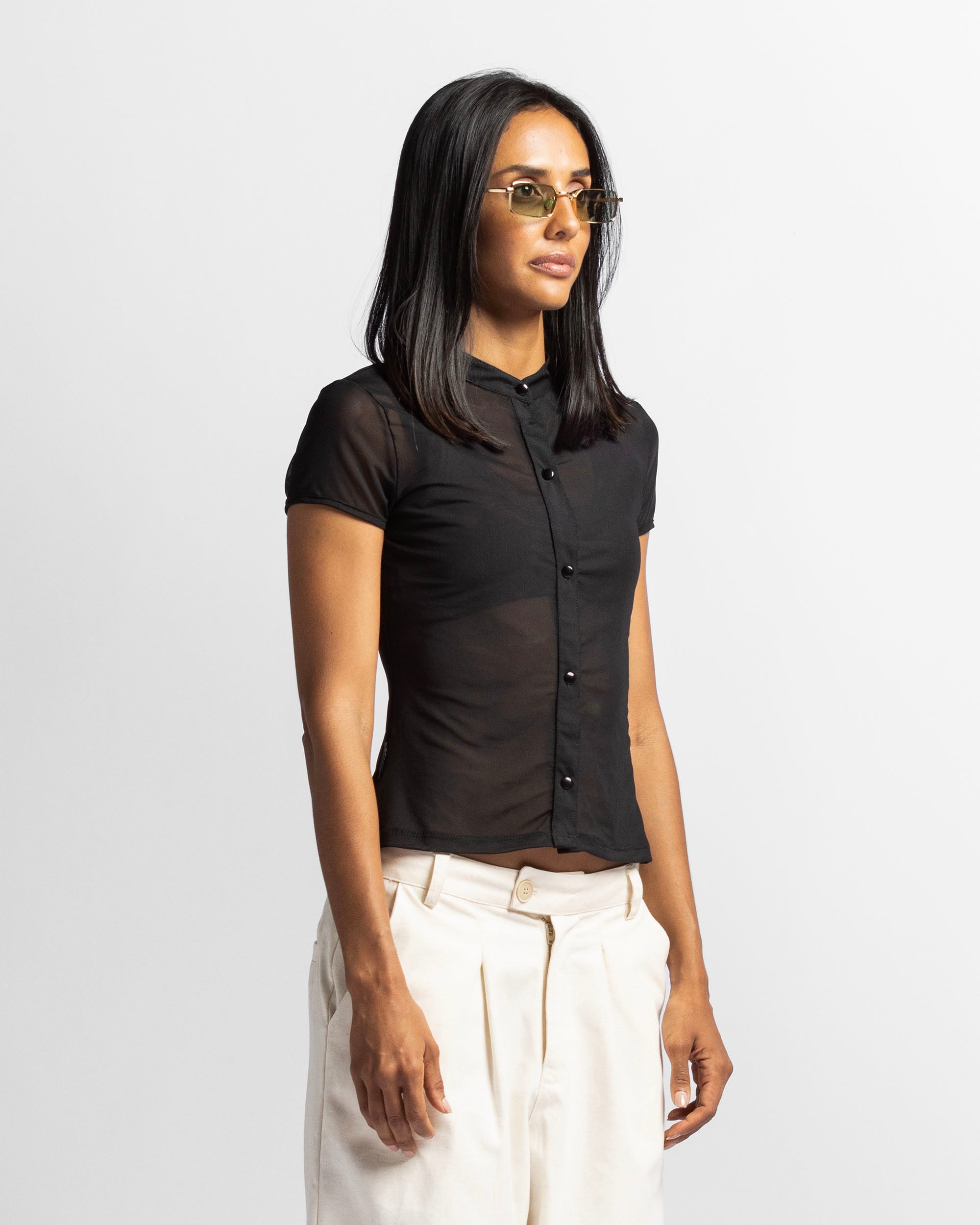 Camisa De Botones En Mesh