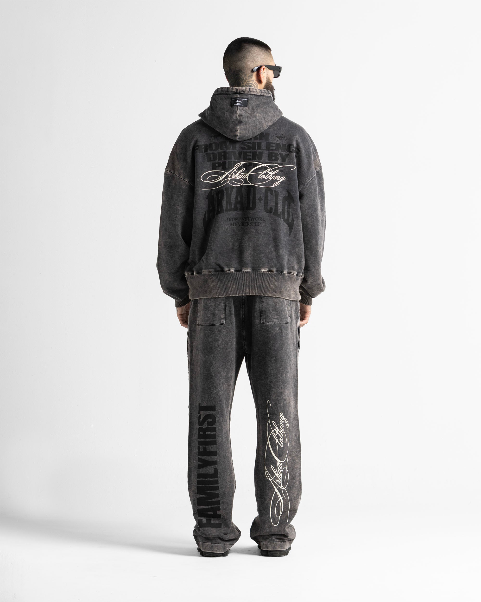 Washed Hoodie Family Negro