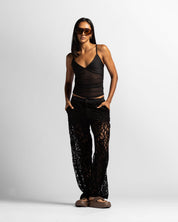 Top Negro En Mesh Drapeado