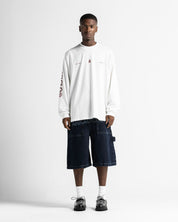 Hoodie Sleeve Blanco Logo Rojo