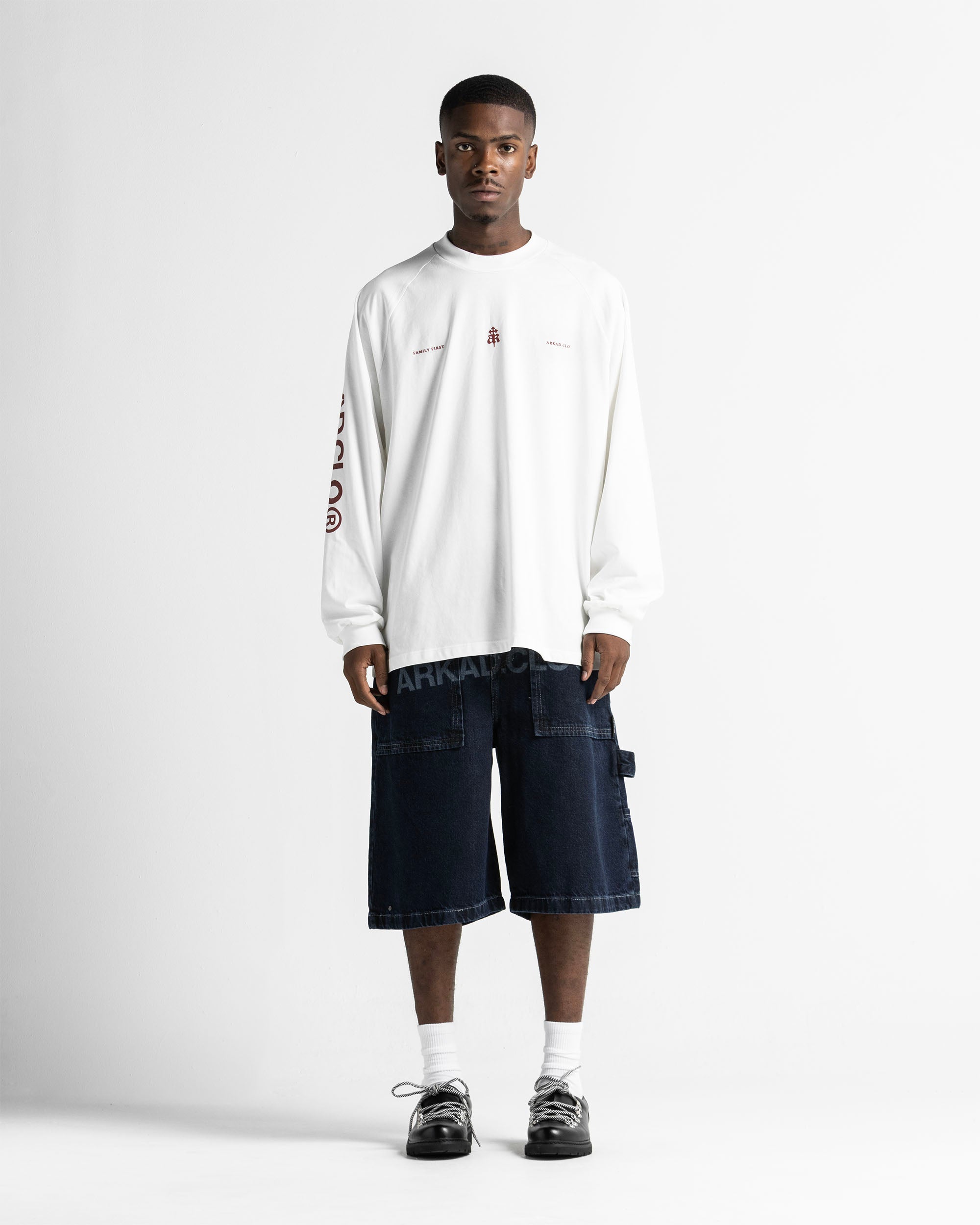Hoodie Sleeve Blanco Logo Rojo