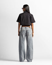 Crop Shirt Cuello Alto Cierre
