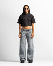 Crop Shirt Cuello Alto Cierre