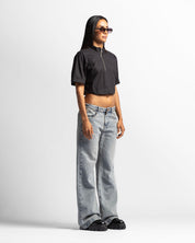 Crop Shirt Cuello Alto Cierre