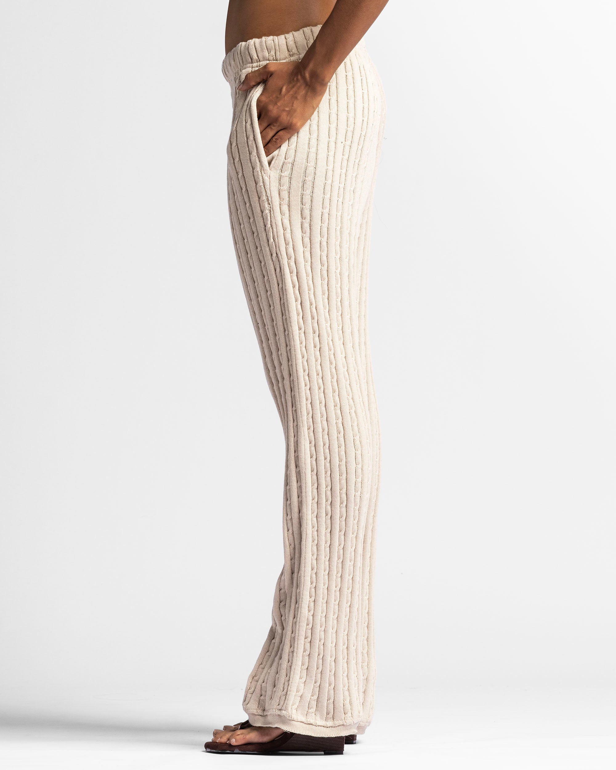 Braided Knit Pant Khaki - Unisex