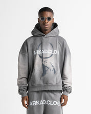 Graphic Washed Hoodie Grey