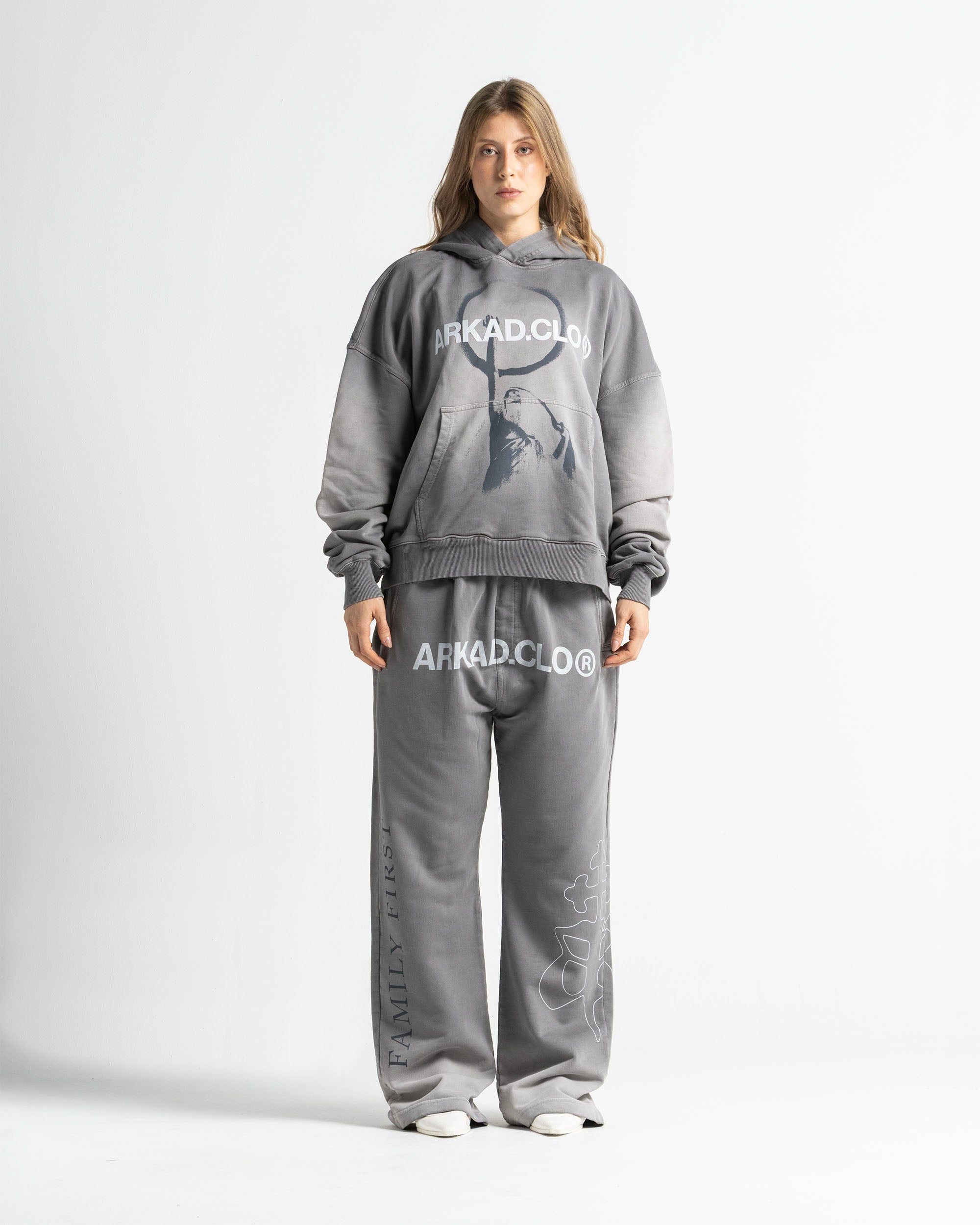 Graphic Washed Hoodie Grey - Unisex