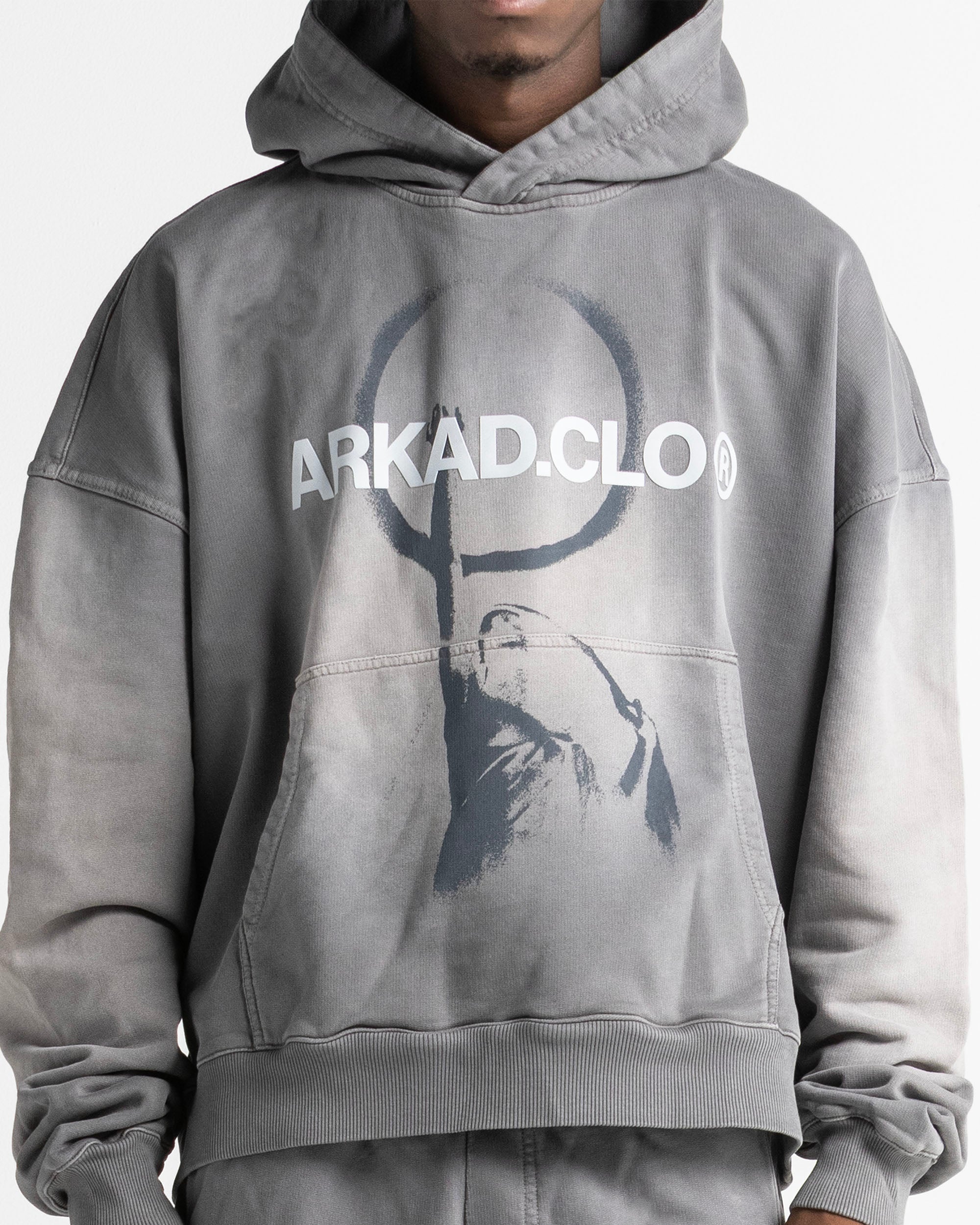 Graphic Washed Hoodie Grey