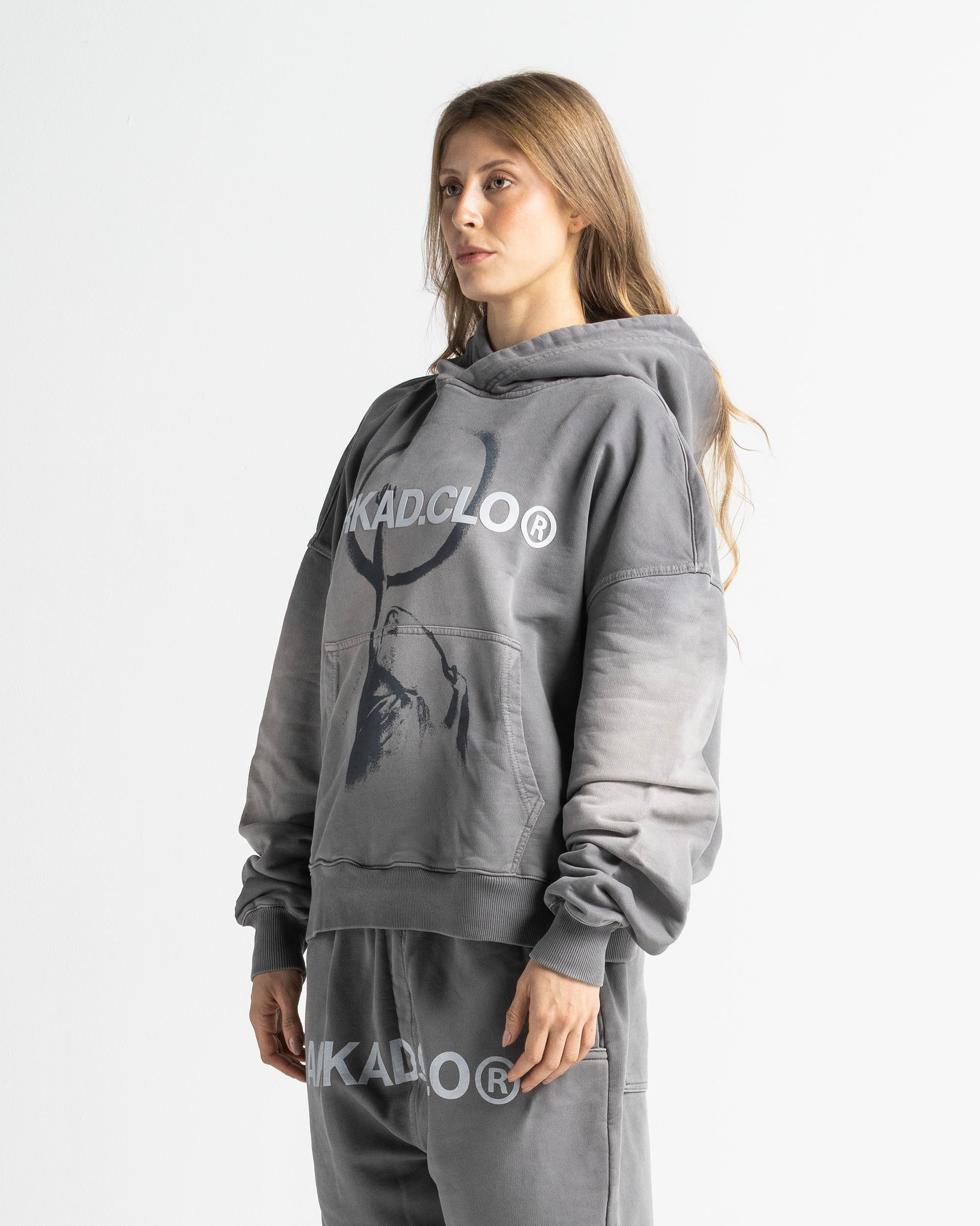 Graphic Washed Hoodie Grey - Unisex
