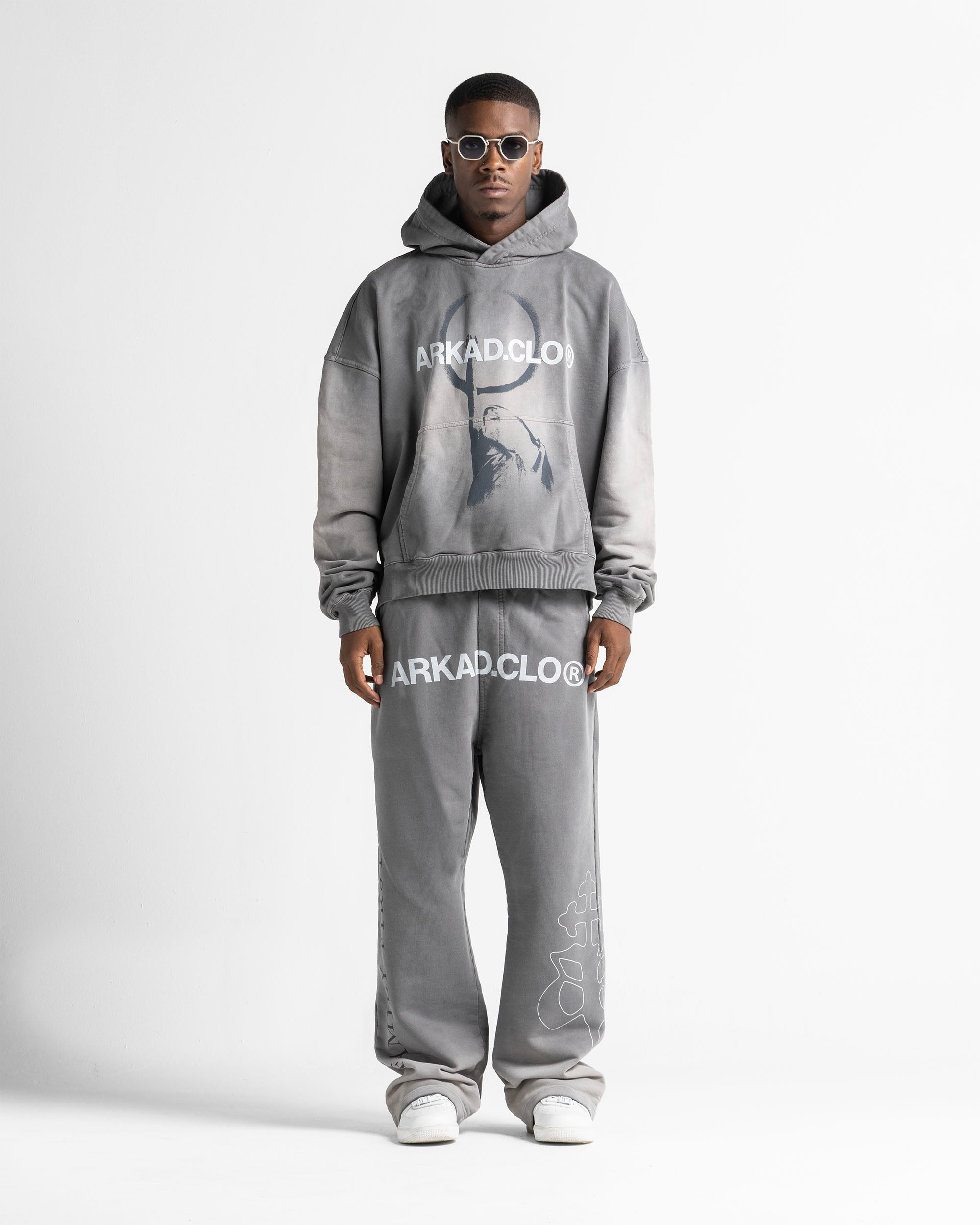 Graphic Washed Hoodie Grey