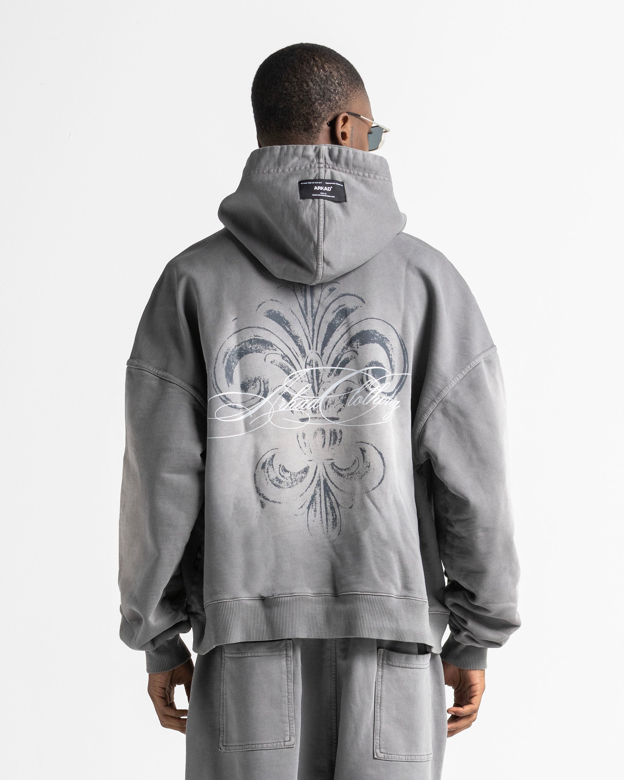 Graphic Washed Hoodie Grey