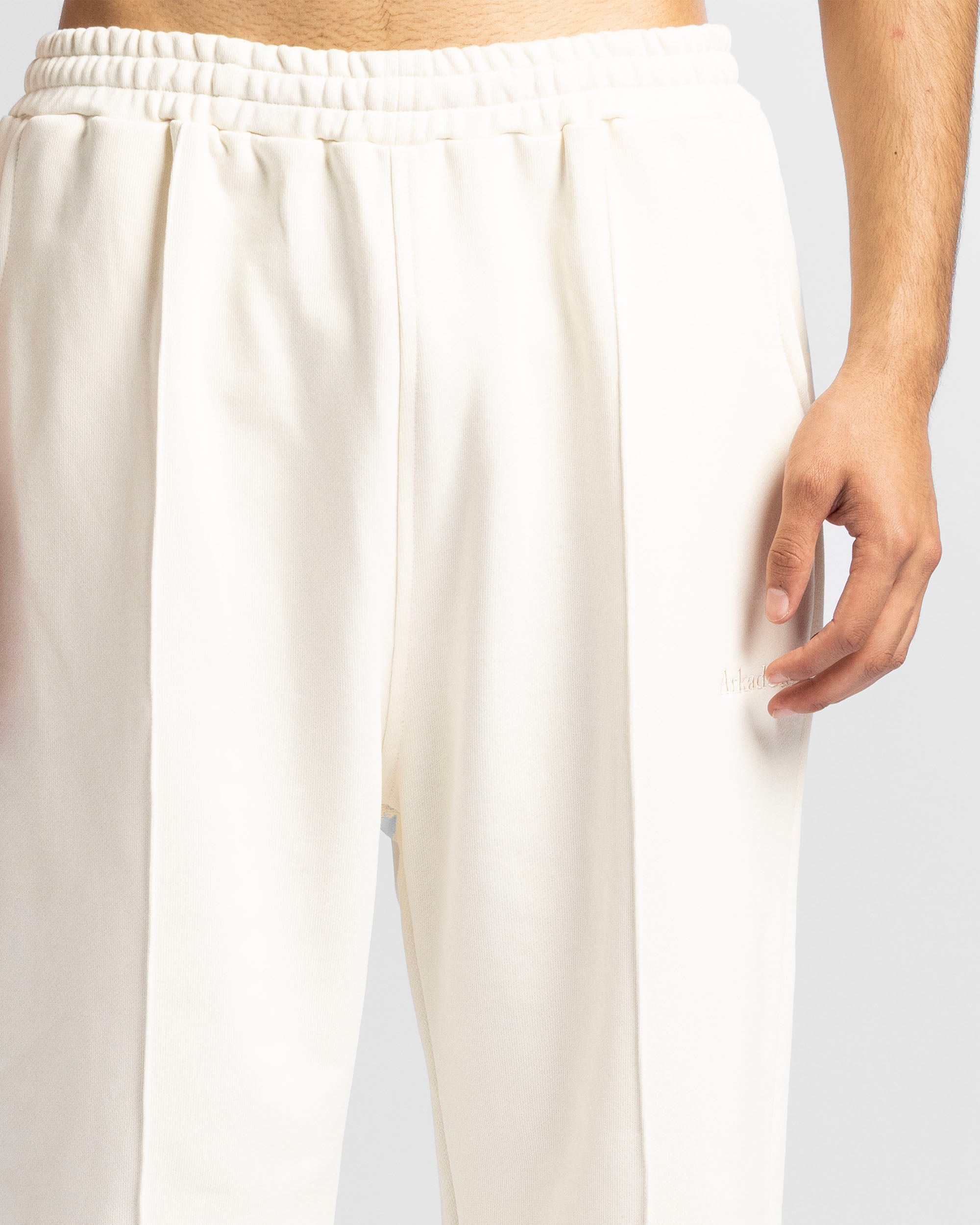 Pintuck Pant Beige Bordado
