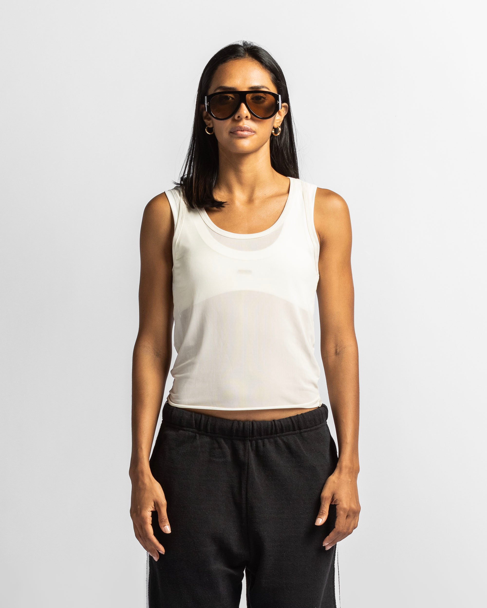 Mesh Tank Top - Beige
