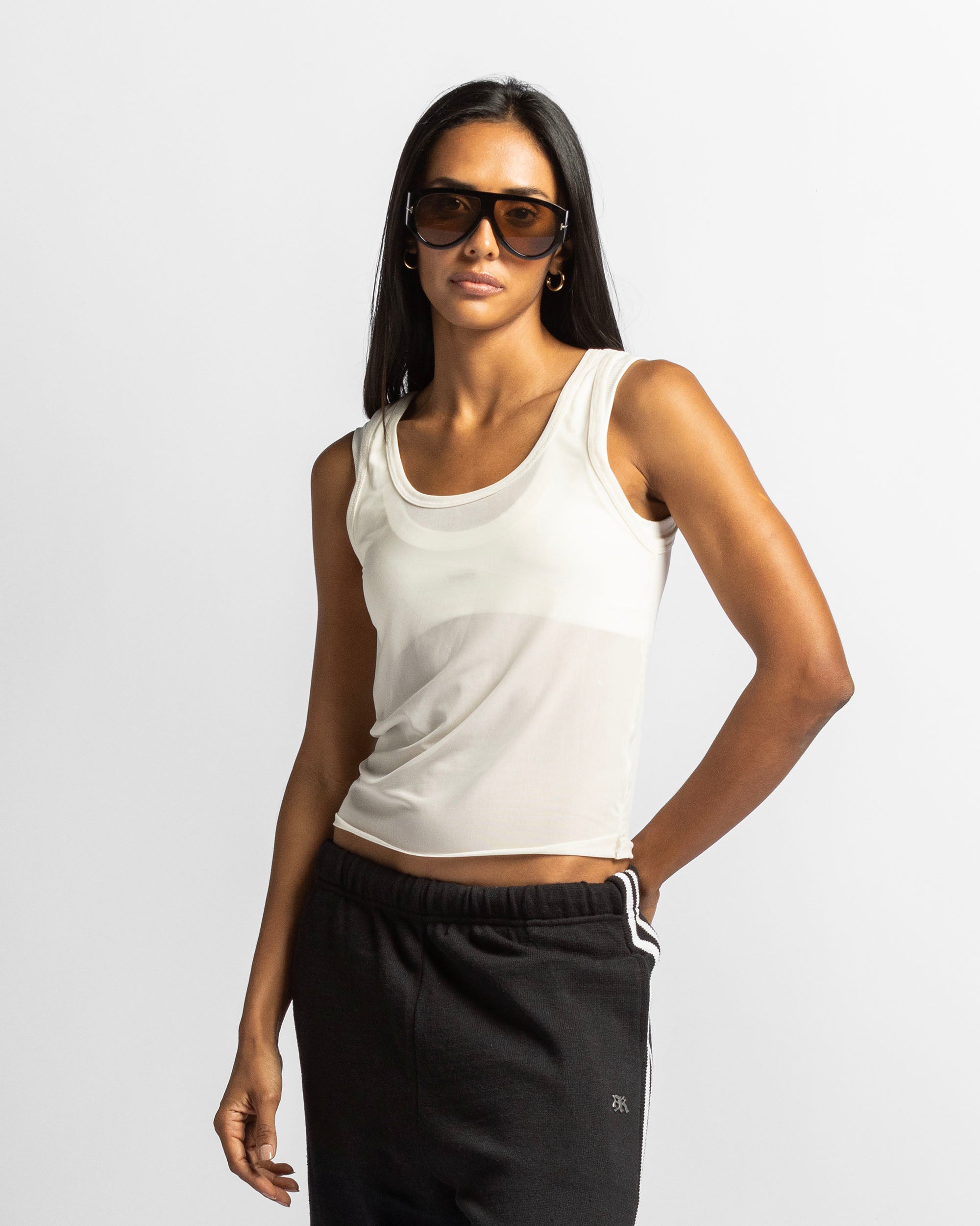 Mesh Tank Top - Beige