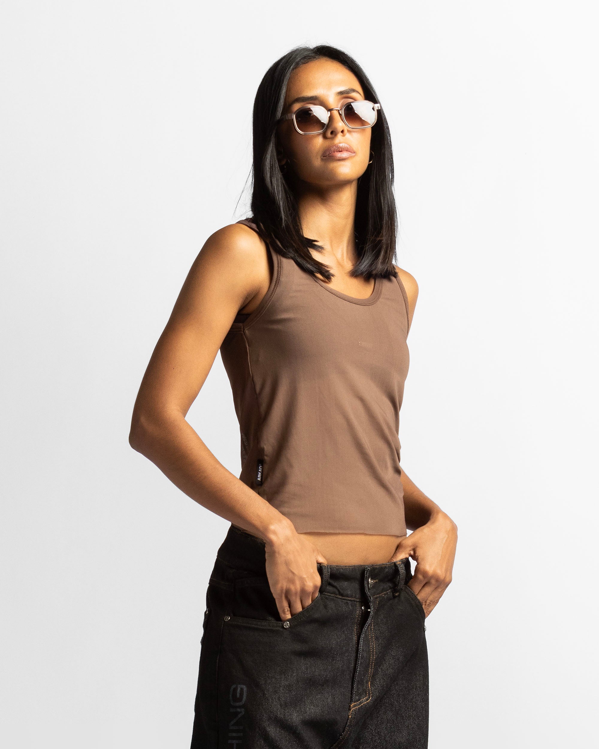 Mesh Tank Top - Cafe