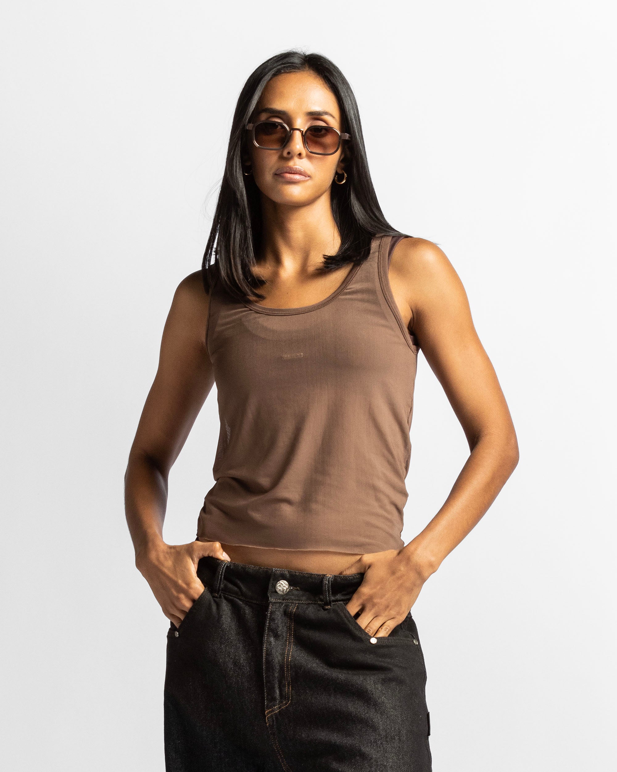Mesh Tank Top - Cafe