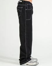 Denim Pant Negro Costuras en Contraste