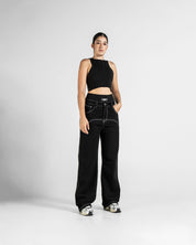 Denim Pant Negro Costuras en Contraste