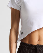 Asymmetric Baby Tee Blanca