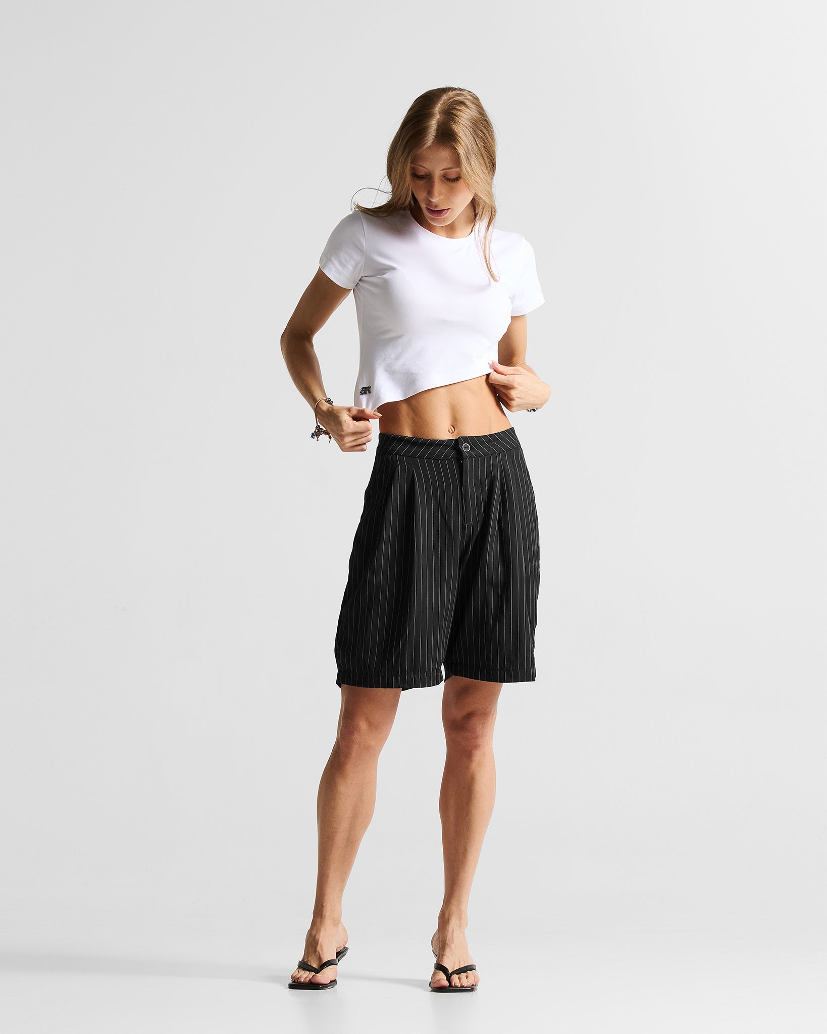 Tailored Pintstripe Jort Mujer