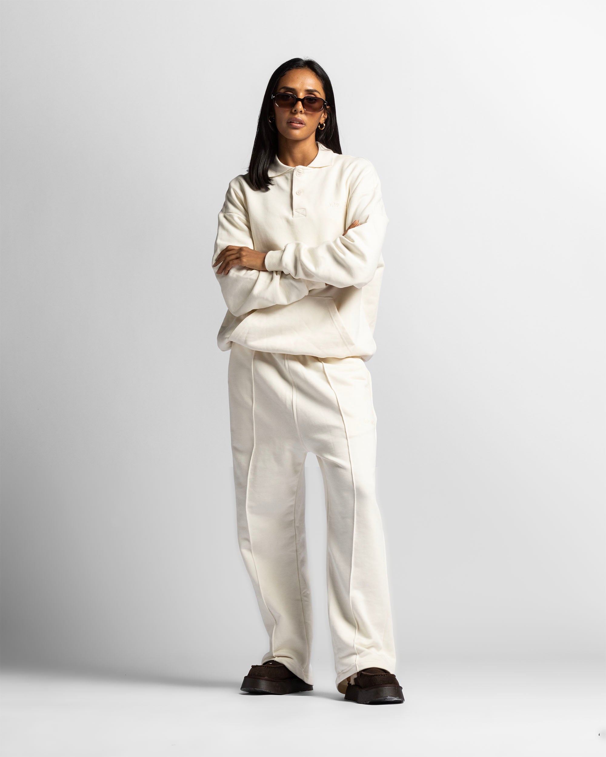 Pintuck Pant Beige Bordado - Unisex