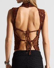 Sleevless Lace Top Cafe/Vino