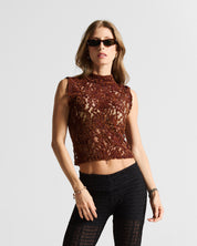 Sleevless Lace Top Cafe/Vino