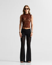 Sleevless Lace Top Cafe/Vino