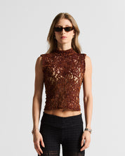 Sleevless Lace Top Cafe/Vino