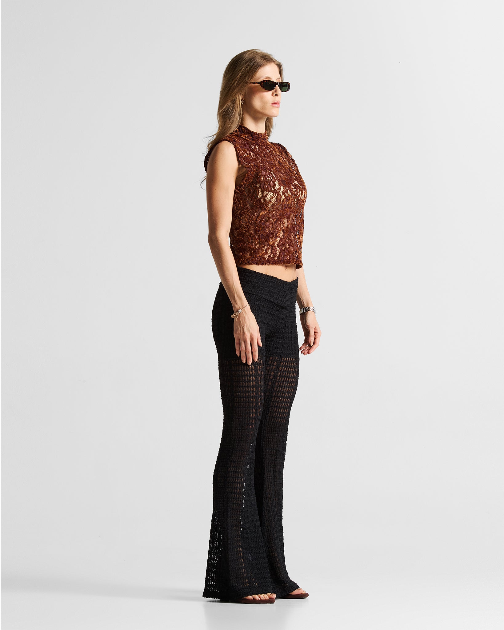 Sleevless Lace Top Cafe/Vino