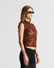 Sleevless Lace Top Cafe/Vino