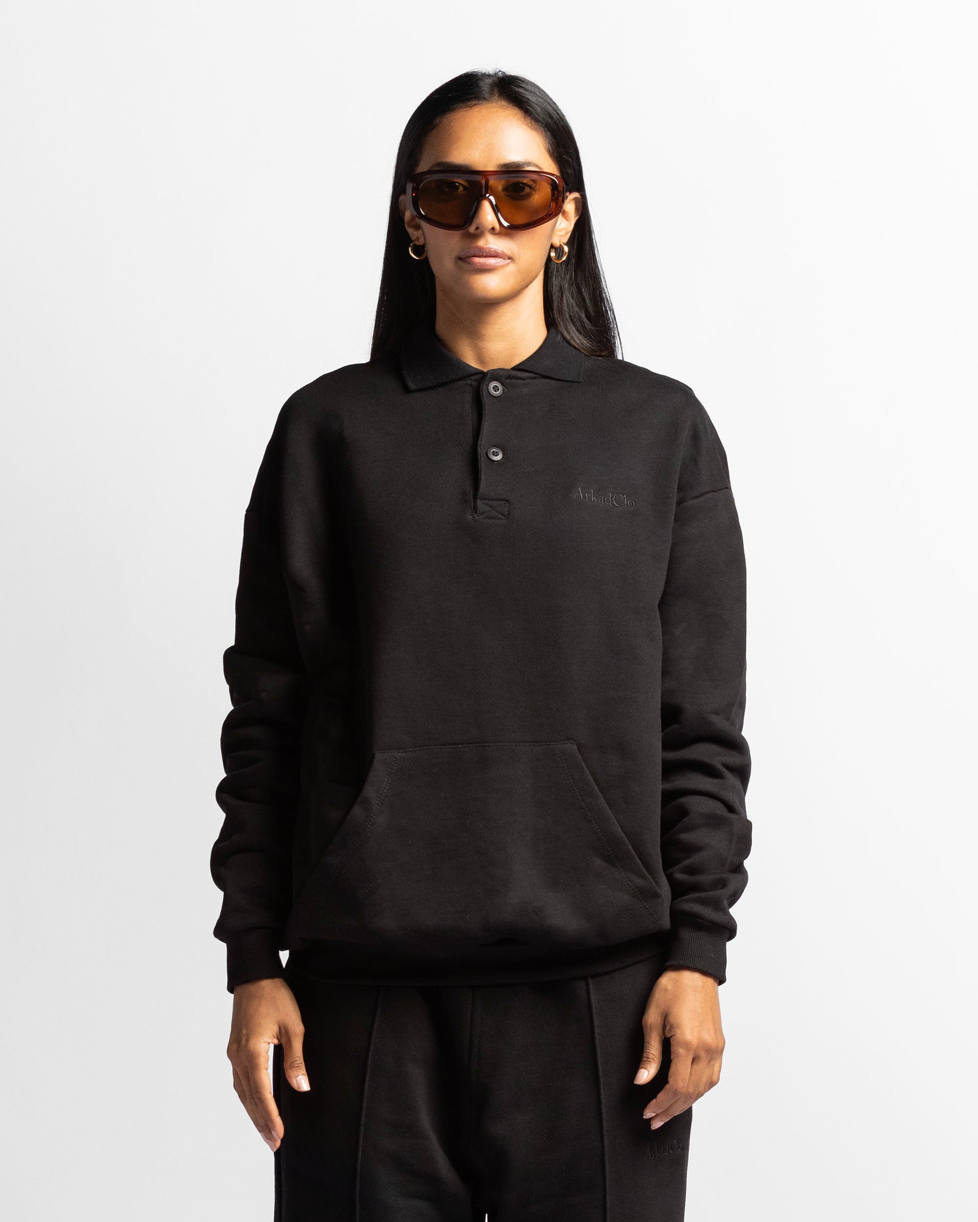 Polo Sweatshirt Oversize Negro - Unisex