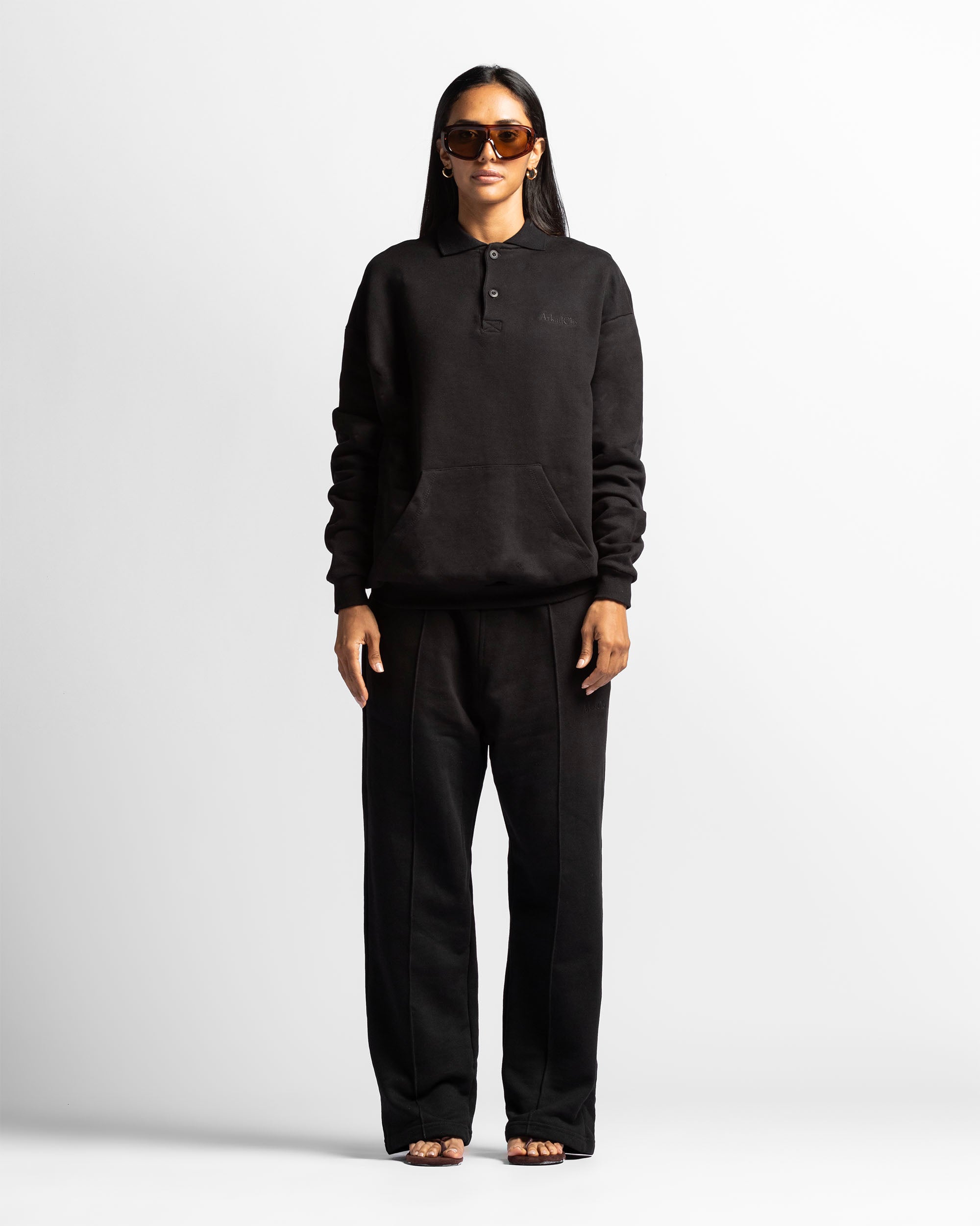 Pintuck Pant Negro Bordado - Unisex