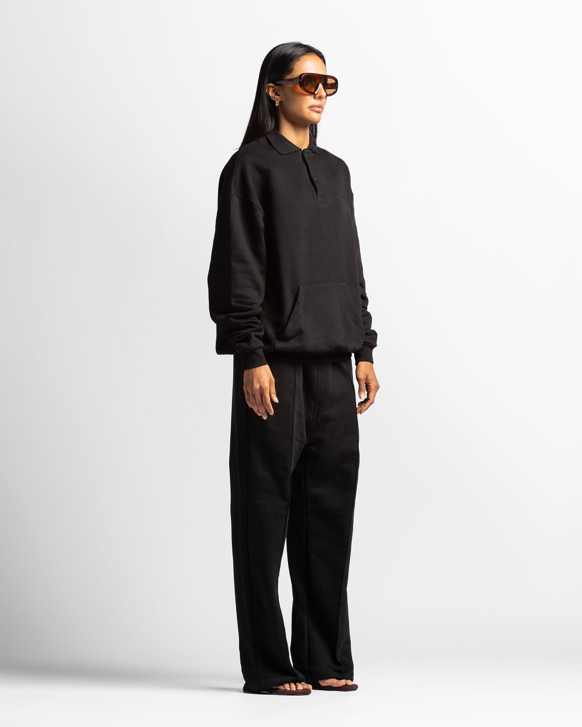 Polo Sweatshirt Oversize Negro - Unisex